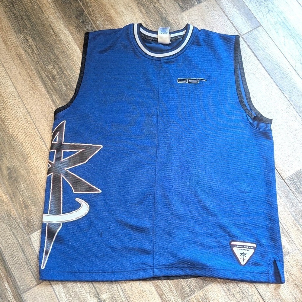 Vintage 90s Reebok Above The Rim Basketball Jersey Blue Streetwear L